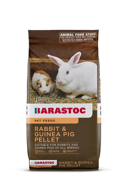 Barastoc rabbit and guinea pig pellet feed packaging on a white background