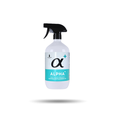 Alpha+ spray bottle on a white background