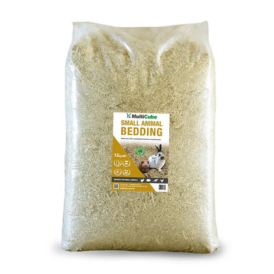 Bag of MultiCube small animal bedding with a clear front for visibility