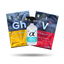 Three product packages labeled 'Gut Health', 'Alpha', and 'Vitality' on a white background.